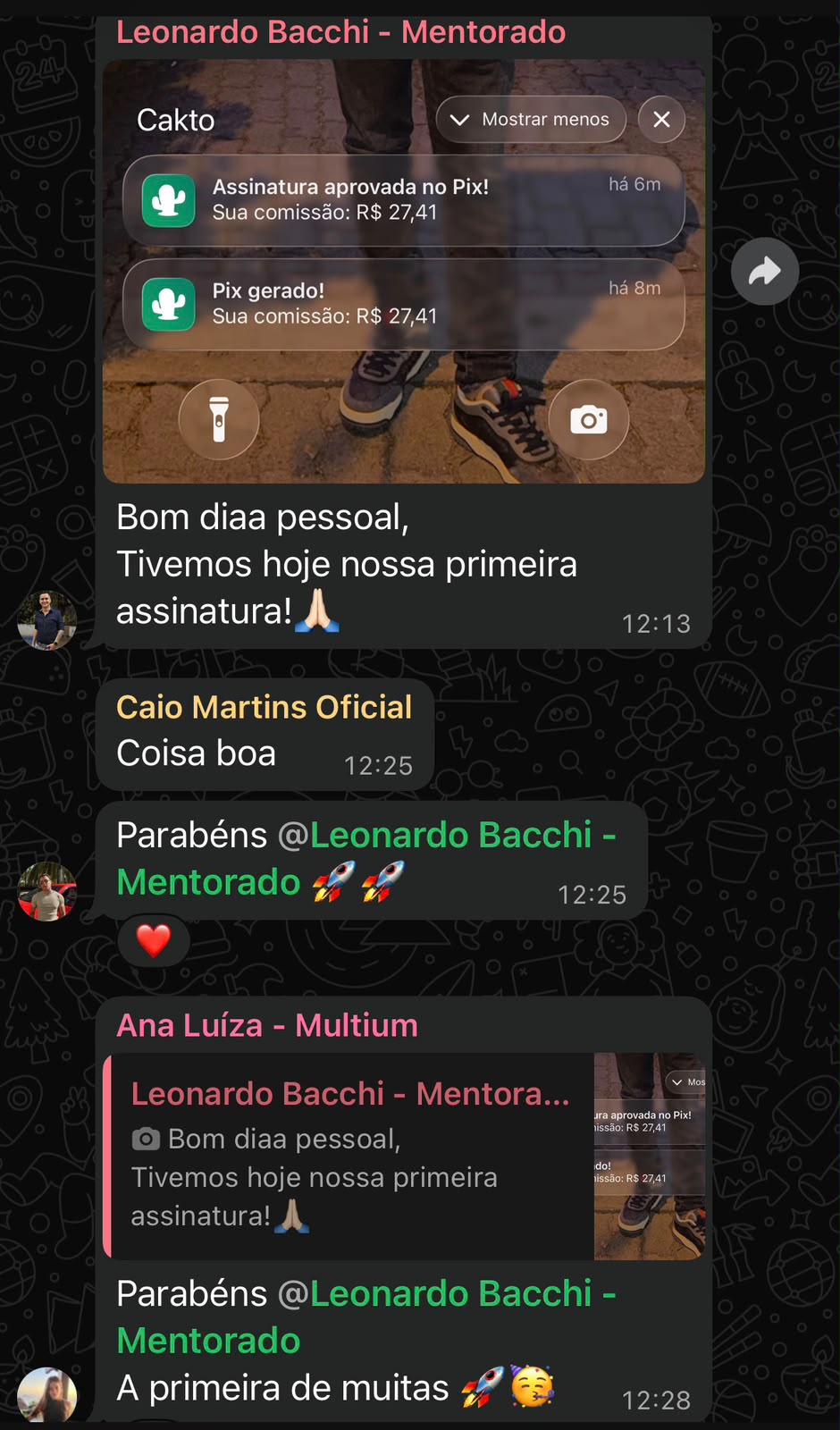 Depoimento de mentorado — primeira assinatura aprovada
